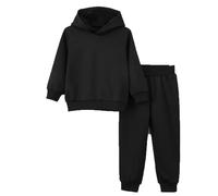 Generisch Festliche Babymode - Set di 2 tute da allenamento attive, per ragazzi, felpa e pantaloni da jogging, tinta unita, pantaloni basic (2-8 anni), pigiama da ragazzo 86, Nero , 3-4 Anni