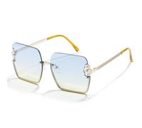 Generisch FHKQMLFQ-Square Sunglasses Uomo Donna Pearl Rimless Sunglasses UV400 Vintage Lady Glass