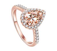 Generisch Fidanzamento taglio rotondo zircone donna anello di nozze anelli gioielli per donne pieno anello per box, 8, Metallo, Nessuna pietra preziosa