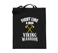 generisch Fight like a man - Viking Warrior - Sacchetto di iuta (con manico lungo), Nero , 38cm-42cm