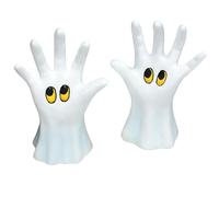 Generisch Figure fantasma di Halloween, statuine spaventose in resina, 2 pezzi, sculture per le vacanze, 9 x 6 x 3,7 cm, decorazione bianca per libreria, giardino o prato