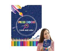 Generisch Find Book Look and Color,Relax Colorare Attività Per Adolescenti | Libro di lavoro compatto per la casa e le vacanze con pagine spesse