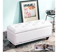 Generisch Finto Leather Storage Stool - Panca in pelle PU con spazio per la casa moderna, bedroom, Living Room, Multifunction Footstol, 60 x 40 x 45 cm