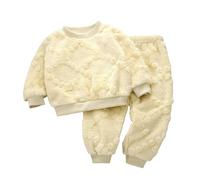Generisch Flauschige Schlafanzug Kinder Jungen Mädchen Flanell Schlafanzug Warme Fleece Pigiama Set Kleinkind Winter Langarm Hausanzug Weihnachts Nachtwäsche Mit Oberteile Und Pigiami Lose, Hellgelb