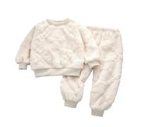 Generisch Flauschige Schlafanzug Kinder Jungen Mädchen Flanell Schlafanzug Warme Fleece Pigiama Set Kleinkind Winter Langarm Hausanzug Weihnachts Nachtwäsche Mit Oberteile Und Pigiami Lose, beige, 11