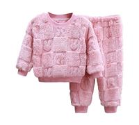 Generisch Flauschige Schlafanzug Kinder Jungen Mädchen Flanell Schlafanzug Warme Fleece Pigiama Set Kleinkind Winter Langarm Hausanzug Weihnachts Nachtwäsche Mit Oberteile Und Pigiami Lose, Rosa, 12
