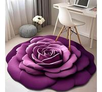 Generisch Floral Plush & Diatomaceous Earth Floor Mat - 3D Visual Flower Shaped Diatom Mud Floor Rugs, 3D Flower Design Floor Mat, Non-Slip, Super Assorbente (B, 100 x 100)