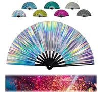 Generisch For Boots On The Ground Fan, Boots on The Ground Fan, For Boots on The Ground Hand Fan Holding Holding Hand Fan for Line Dancing, Foldable Craft Holding Laser Colors Hand Fan (argento)