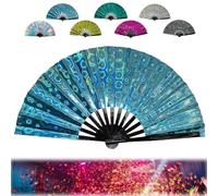 Generisch For Boots On The Ground Fan, Boots on The Ground Fan for Boots on The Ground Hand Fan Holding Holding Hand Fan for Line Dancing, Foldable Craft Holding Laser Colors Hand Fan (blu)