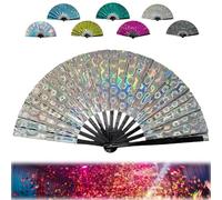 Generisch For Boots On The Ground Fan, Boots on The Ground Fan, For Boots on The Ground Hand Fan Holding Holding Hand Fan for Line Dancing, Foldable Craft Holding Laser Colors Hand Fan (oro)