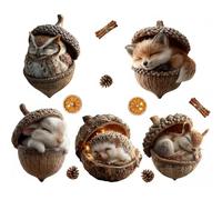 Generisch Forest Animal Acorn Ornaments, Cozy Forest Christmas Ornaments, 2D Acrylic Woodland Animal Decorations, Rustic Pine Cone Creatures Hanging Decor for Christmas Tree