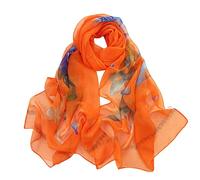Generisch Foulard gioielli stampa leggera floreale sciarpa sciarpa scialle scialli sciarpe crema solare scialli e per la primavera sciarpa cashmere uomo nero, Colore: arancione., Taglia unica