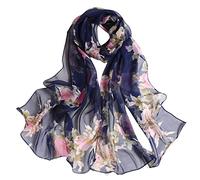 Generisch Foulard gioielli stampa leggera floreale sciarpa sciarpa scialle scialli sciarpe crema solare scialli e per la primavera sciarpa cashmere uomo nero, Ny1, Taglia unica