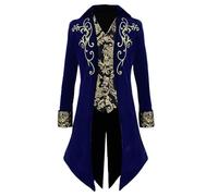 Generisch Frack Giacca Gotico Abito Da Sera Stile Abbigliamento Medievale Armatura Gamba, Blu, XL