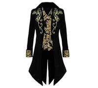 Generisch Frack Giacca Gotico Abito Da Sera Stile Abbigliamento Medievale Armatura Gamba, Nero , XL