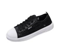 Generisch Freizeitschuhe Damen Outdoor-Board-Schuhe Mit Flacher Sohle Walkingschuhe Lightweight Breathable BarfußSchuhe Bequem Sneaker Rutschfeste Treckingschuhe Casual Road Schuhe, nero, 38