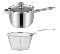 Generisch Friggitrice con coperchio e inserto, in acciaio , antiaderente, con cestello, per fornelli elettrici e a induzione, cucina, casa, appartamento, patatine fritte, pollo, frutti di mare