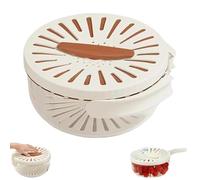 Generisch Fruit Fly Proof Bowl for Easy Cleaning, Stackable Fruit Fly Bowl with Wood Lid with Net Basket, 2 in 1 Drainer, Direct Rinsing of Fruits and Vegetables (Brown)