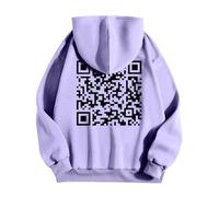 Generisch Funny Fu QR Code Felpa con Cappuccio da Uomo Divertente scannable QR Code Unisex Qrcode Felpa Fuck-You QR Code Unisex Unique QR Code with Humorous Hidden Message Shirt Pullover, Lilla, M
