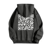 Generisch Funny Fu QR Code Felpa con Cappuccio da Uomo Divertente scannable QR Code Unisex Qrcode Felpa Fuck-You QR Code Unisex Unique QR Code with Humorous Hidden Message Shirt Pullover, Grigio