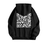 Generisch Funny Fu QR Code Felpa con Cappuccio da Uomo Divertente scannable QR Code Unisex Qrcode Felpa Fuck-You QR Code Unisex Unique QR Code with Humorous Hidden Message Shirt Pullover, Nero, XL