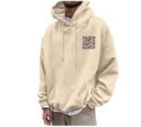 Generisch Funny Fu QR Code Felpa con Cappuccio da Uomo Divertente scannable QR Code Unisex Qrcode Felpa Fuck-You QR Code Unisex Unique QR Code with Humorous Hidden Message Shirt Pullover, Beige., L