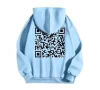 Generisch Funny Fu QR Code Felpa con Cappuccio da Uomo Divertente scannable QR Code Unisex Qrcode Felpa Fuck-You QR Code Unisex Unique QR Code with Humorous Hidden Message Shirt Pullover, Azzurro, S
