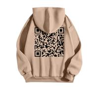 Generisch Funny Fu QR Code Felpa con Cappuccio da Uomo Divertente scannable QR Code Unisex Qrcode Felpa Fuck-You QR Code Unisex Unique QR Code with Humorous Hidden Message Shirt Pullover, Cachi, M