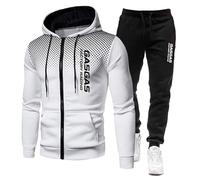 Generisch G.A.S-G.A.S-G.A.S - Felpa con cappuccio da uomo, a maniche lunghe, per attività all'aperto e casual, Bianco, XL