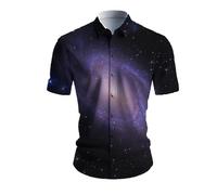 Generisch Galaxy - Camicia da uomo a maniche corte universo, a maniche corte, con bottoni, per l'estate, per lo spazio, per il pianeta, per feste, a maniche corte, universo, da spiaggia, da discoteca,