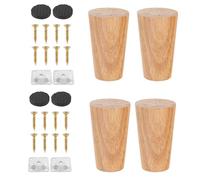 Generisch Gambe di ricambio per divano - Set di 4 mandrini in legno ritorti, piastra di montaggio a vite, con cuscinetti antiscivolo per divano, sedia, cassettiera, mobili, piedini per panino, base da