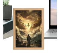 Generisch Gesù - Luce della lampada, lampada della chiesa,Gesù lampada illuminano immagine | LED decorativo murale arte cristiana decorazione della casa religiosa per soggiorno, camera da letto e
