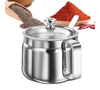 Generisch Ghee - Contenitore in acciaio da 500 ml, dispenser per burro con coperchio e cucchiaio, per , per tè, zucchero, sale, olio, spezie e per