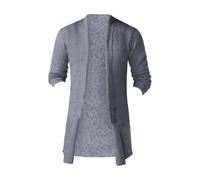 generisch Giacca a maglia da uomo, a maniche lunghe, slim fit, in tinta unita, per la primavera, l'autunno, l'inverno, grigio., XXL