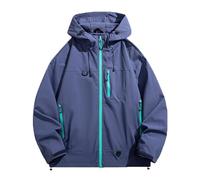 Generisch Giacca a vento da uomo con coulisse regolabile, cerniera a contrasto, diverse tasche divise, bordo inferiore elastico, escursioni in montagna, giorni di pioggia, weekend, Lilla, L