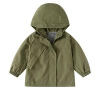 Generisch Giacca A Vento Per Ragazzi Per I Bambini, Leggera, Con Cappuccio E Per Ragazze Giacca Di Mezzogiorno Da Neve, verde militare, 12- 13 Anni