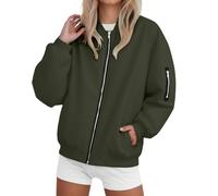 Generisch Giacca bomber da donna con cerniera, sottile, da pilota per la mezza stagione, autunno, primavera, leggera, oversize, alla moda, per college, vestibilità comoda, cappotto invernale con