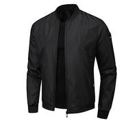Generisch Giacca bomber da uomo con chiusura lampo, con colletto alto, vestibilità normale, softshell, leggera, giacca per le mezze stagioni, antivento, antivento, giacca sportiva leggera e sottile