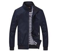 Generisch Giacca bomber da uomo, vestibilità normale, in pile, leggera, per il tempo libero, giacca sportiva a maniche lunghe, con chiusura lampo, giacca a vento da uomo, Blu mare, 5XL