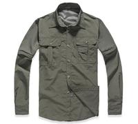 Generisch Giacca cargo da uomo Safari, camicia a maniche lunghe, per attività all'aria aperta, da trekking, da campeggio, da campeggio, con tasche sul petto, per il tempo libero, traspirante, verde