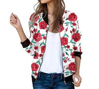 Generisch Giacca casual da donna per l'uso quotidiano con elegante motivo floreale, pratica chiusura lampo nel moderno design a collo alto, come abbigliamento sportivo per il tempo libero, Colore