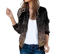 Generisch Giacca casual da donna per l'uso quotidiano con elegante motivo floreale, pratica chiusura lampo nel moderno design a collo alto, come abbigliamento sportivo per il tempo libero, gold, L