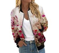 Generisch Giacca casual da donna per l'uso quotidiano con elegante stampa floreale, pratica chiusura lampo nel moderno design a collo alto, come abbigliamento sportivo per il tempo libero, rosa