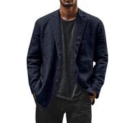 Generisch Giacca casual da uomo, effetto lino, leggera giacca per il tempo libero per un look intelligente e casual | Moderno blazer estivo con chiusura a due bottoni, Stil_t02 blu, 3XL