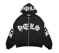 Generisch Giacca con cappuccio con chiusura lampo, per donna, oversize, da uomo, morbida, adatta alla pelle, unisex, dal taglio ampio, per uomo, Nero , 3XL