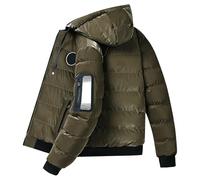 Generisch Giacca con cappuccio reversibile per un clima estremamente freddo come resistente cappotto invernale con isolamento termico imbottito rimovibile, verde militare, 4XL