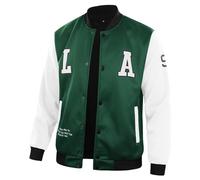 Generisch Giacca da baseball da uomo con colletto alto, per autunno e inverno, a vento, patchwork, per il tempo libero, antivento, per lo sport all'aria aperta, giacca softshell, verde, M