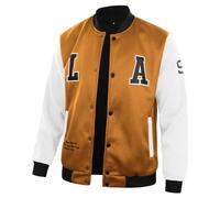 Generisch Giacca da baseball da uomo con colletto alto, per autunno e inverno, a vento, patchwork, per il tempo libero, antivento, per lo sport all'aria aperta, giacca softshell, giallo., M