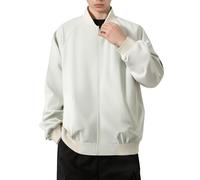 Generisch Giacca da bomber leggera, da uomo, larga, a maniche lunghe, con colletto alto, da montagna, comoda e calda, per il tempo libero, da pilota, per lo sport, taglie grandi, beige., 4XL