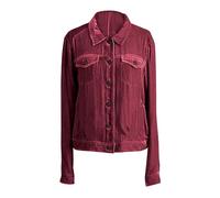 Generisch Giacca da donna cappotto morbido lucido cappotto caldo giacca da lavoro corta giacca corta leggera manica lunga casual autunno pilota giacca inverno outwear giacca, rosso vivo, M